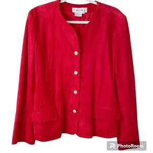 Carlisle | Vintage 100% Suede Button Front Blazer Jacket Classic Dressy Red 10